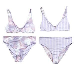 Roxy Sea & Waves Purple Reversible Triangle Bikini Size Medium